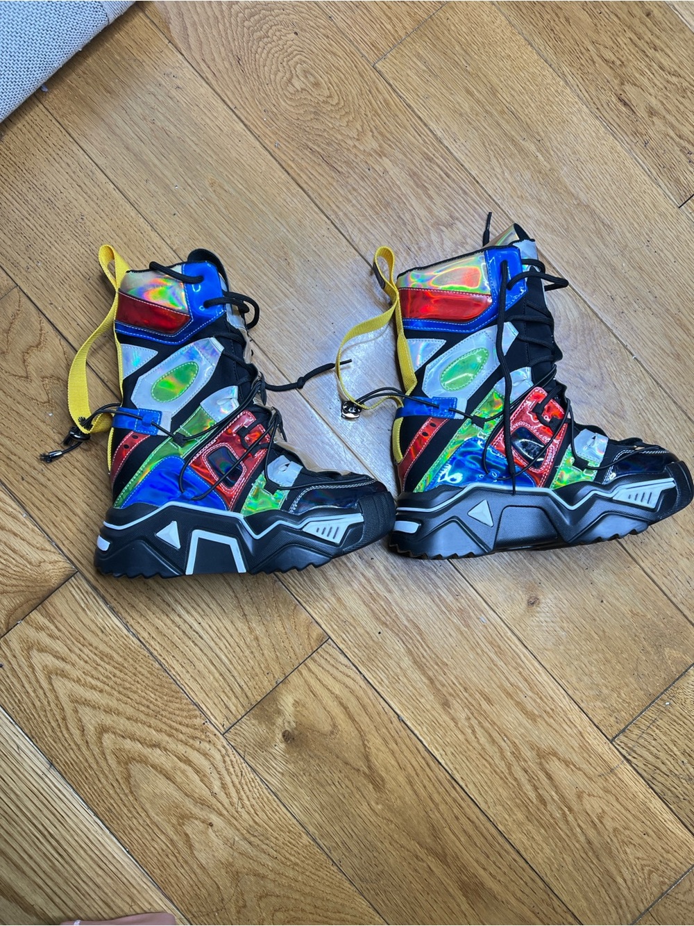 Anthony Wang Holographic Multi-Color High-Top platform Sneakers